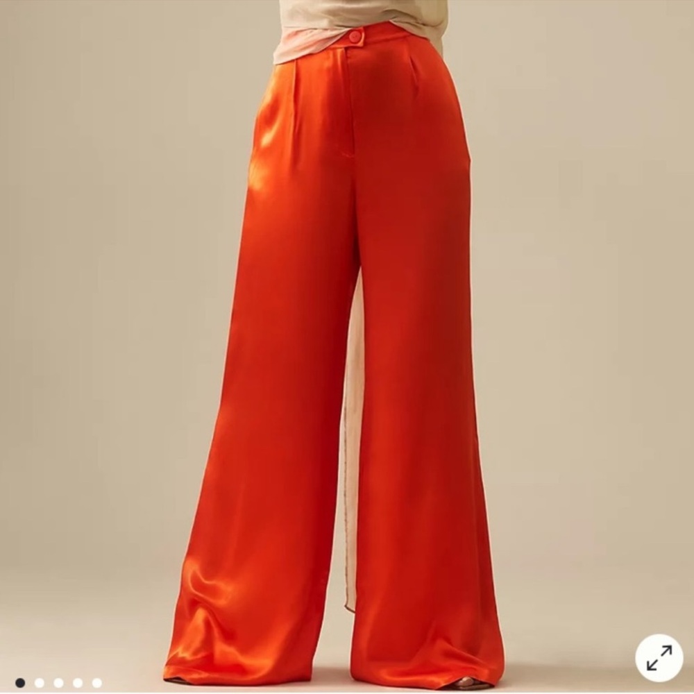 ANTHRO satin pant by Corey Lynn Calter, true orange color, Sz Lg NEW NWT